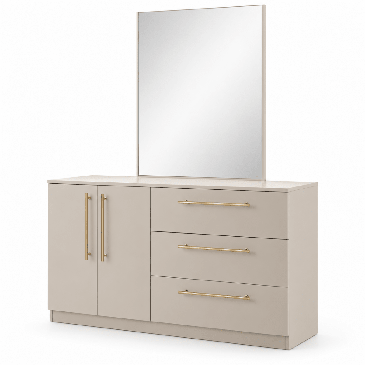 Home Centre Dante 7-Piece King Bedroom Set with 5-Door Wardrobe & Mattress – 180 × 200 cm – Beige & Camel - Al Thahani Furniture