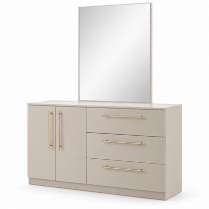 Home Centre Dante 7-Piece King Bedroom Set with 5-Door Wardrobe & Mattress – 180 × 200 cm – Beige & Camel - Al Thahani Furniture
