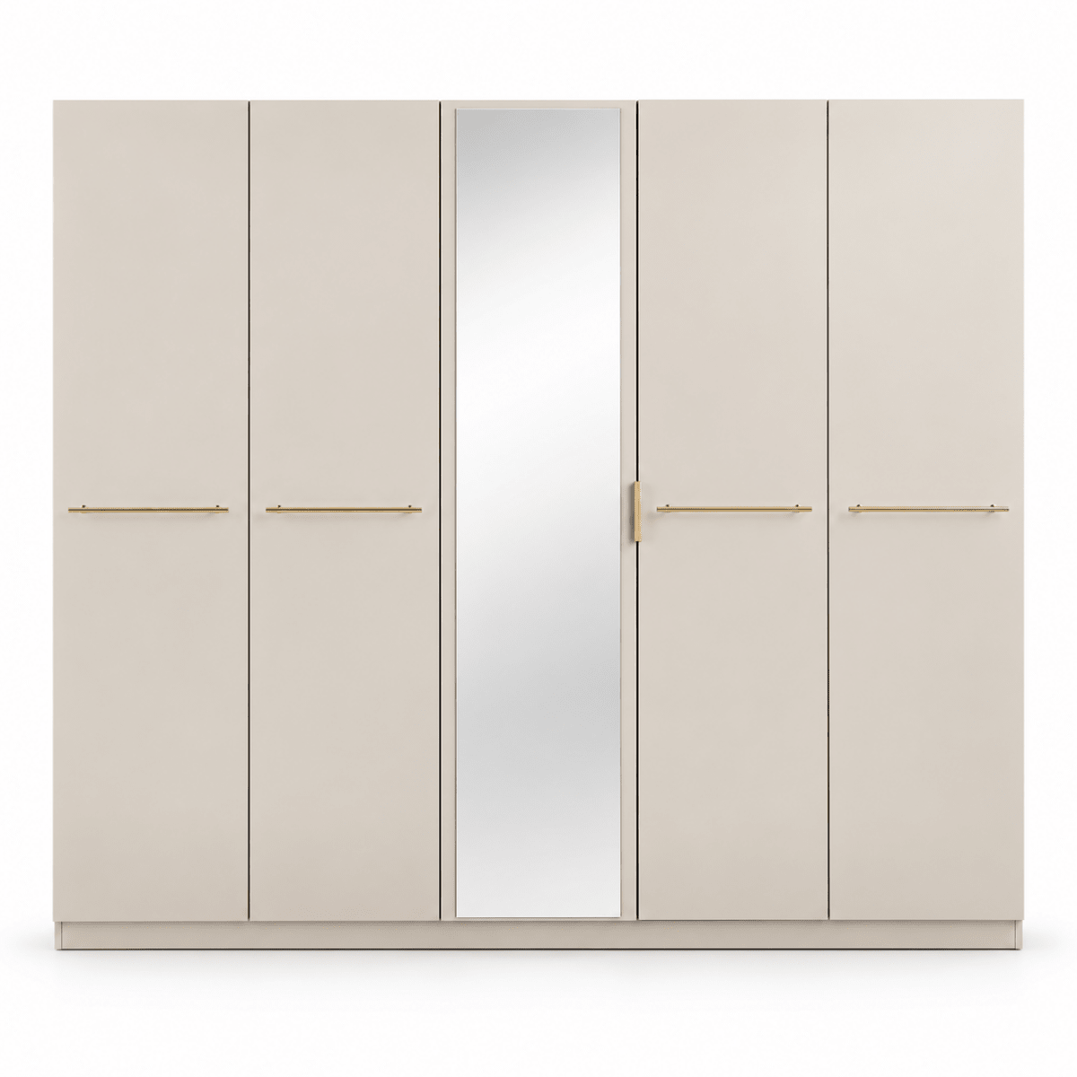 Home Centre Dante 7-Piece King Bedroom Set with 5-Door Wardrobe & Mattress – 180 × 200 cm – Beige & Camel - Al Thahani Furniture