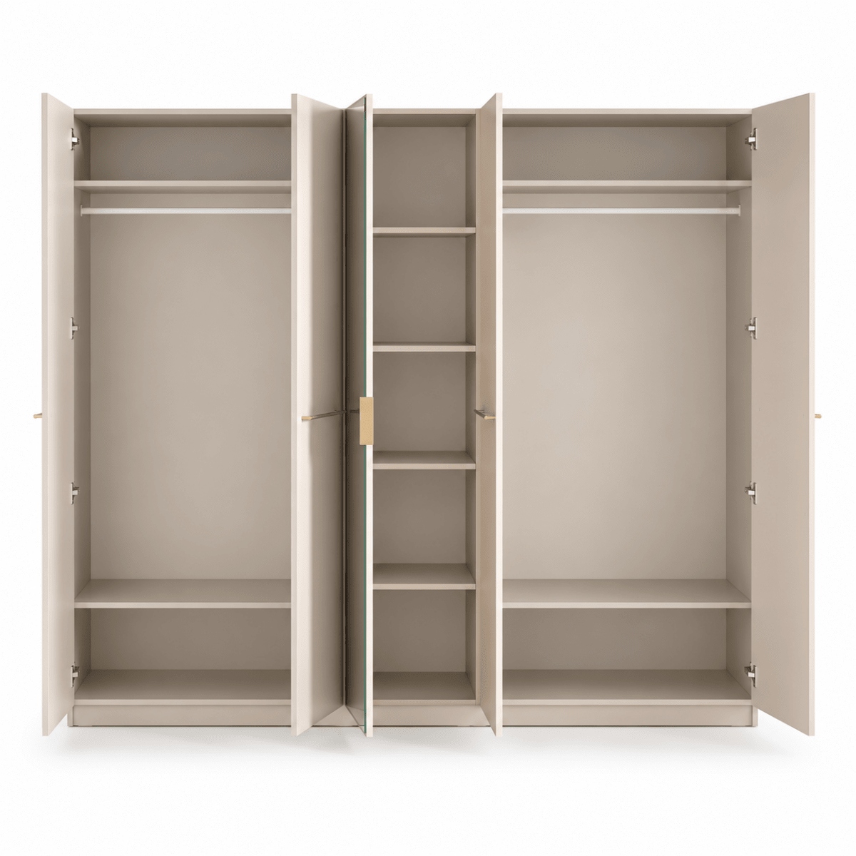 Home Centre Dante 7-Piece King Bedroom Set with 5-Door Wardrobe & Mattress – 180 × 200 cm – Beige & Camel - Al Thahani Furniture