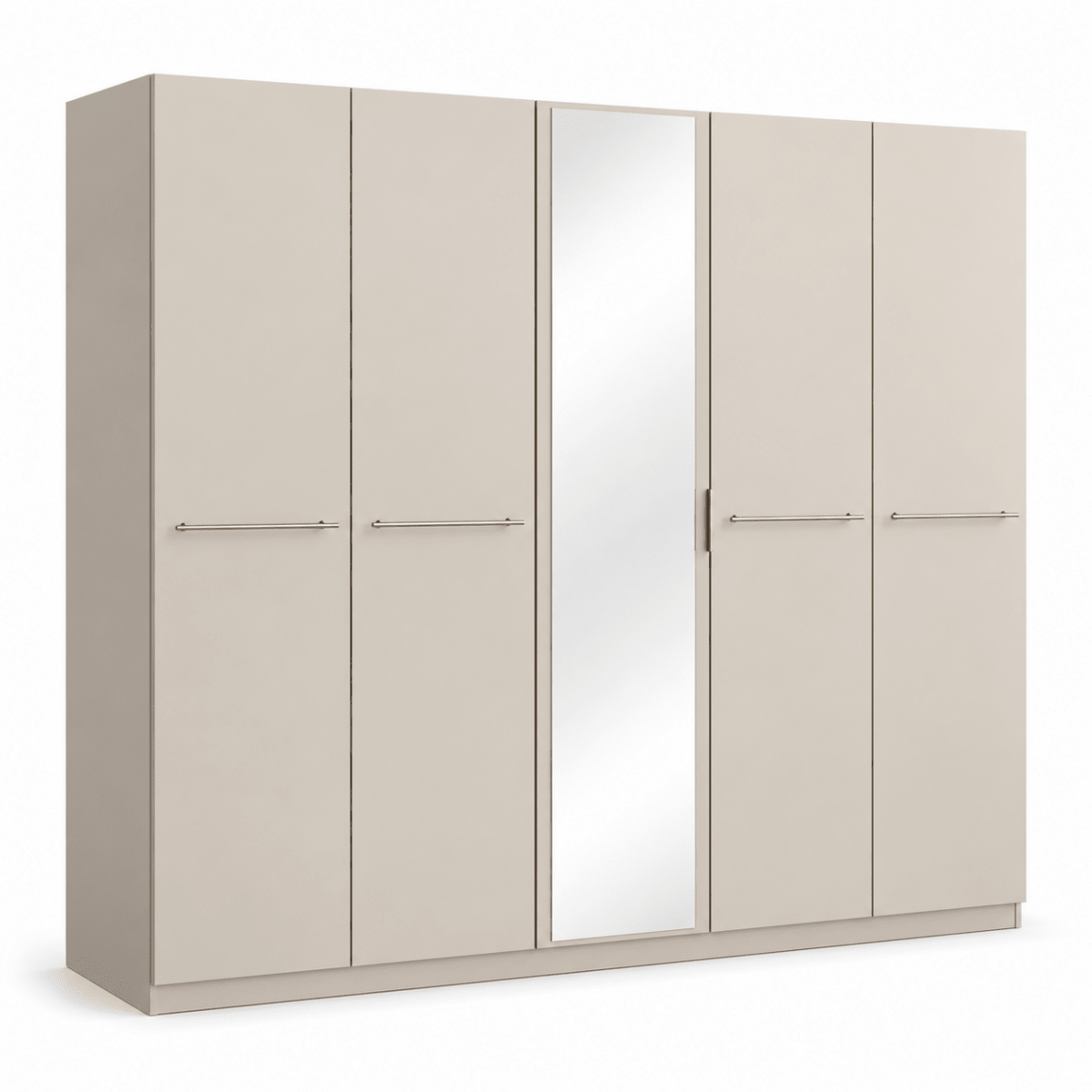 Home Centre Dante 7-Piece King Bedroom Set with 5-Door Wardrobe & Mattress – 180 × 200 cm – Beige & Camel - Al Thahani Furniture