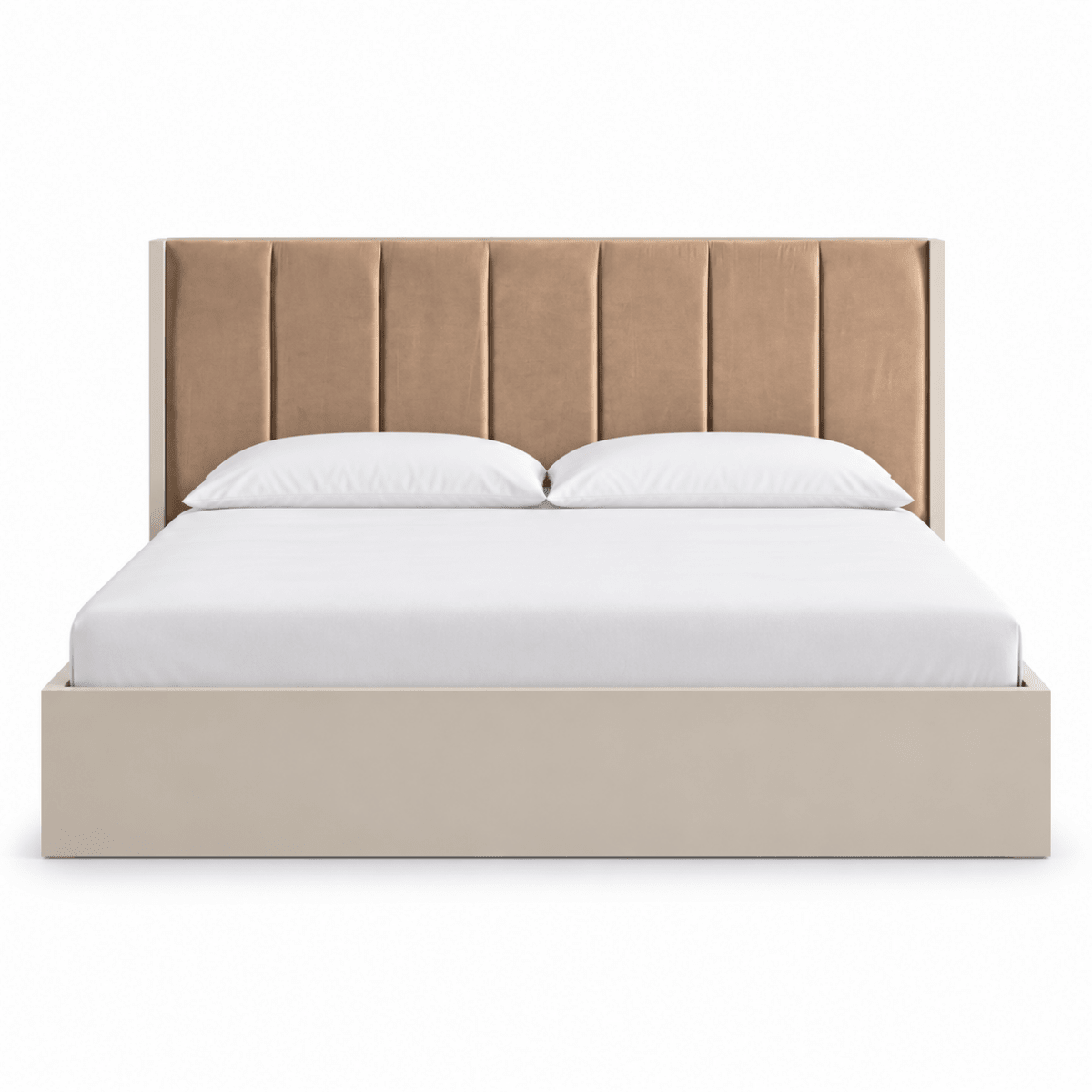 Home Centre Dante 7-Piece King Bedroom Set with 5-Door Wardrobe & Mattress – 180 × 200 cm – Beige & Camel - Al Thahani Furniture