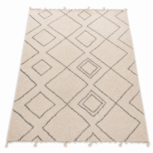Home Centre Diamant Tufted Berber Shaggy Rug – Black/White – 200 × 290 cm - Al Thahani Furniture