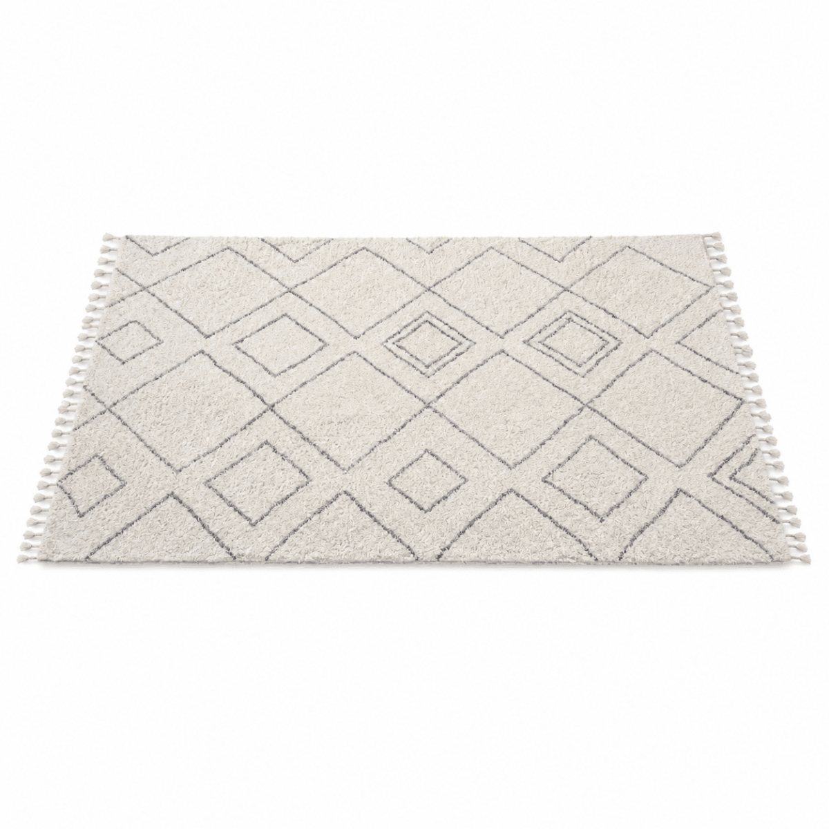 Home Centre Diamant Tufted Berber Shaggy Rug – Black/White – 200 × 290 cm - Al Thahani Furniture