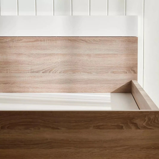 Home Centre Dublin Single Bed with Mattress – 120 × 200 cm – White & Oak - Al Thahani Furniture