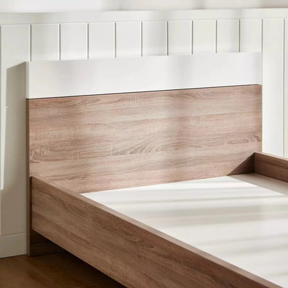 Home Centre Dublin Single Bed with Mattress – 120 × 200 cm – White & Oak - Al Thahani Furniture