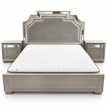 Home Centre Eleanor King Bedroom Set with 6-Door Mirrored Wardrobe & Mattress – Metallic Grey – 180 × 210 cm - Al Thahani Furniture