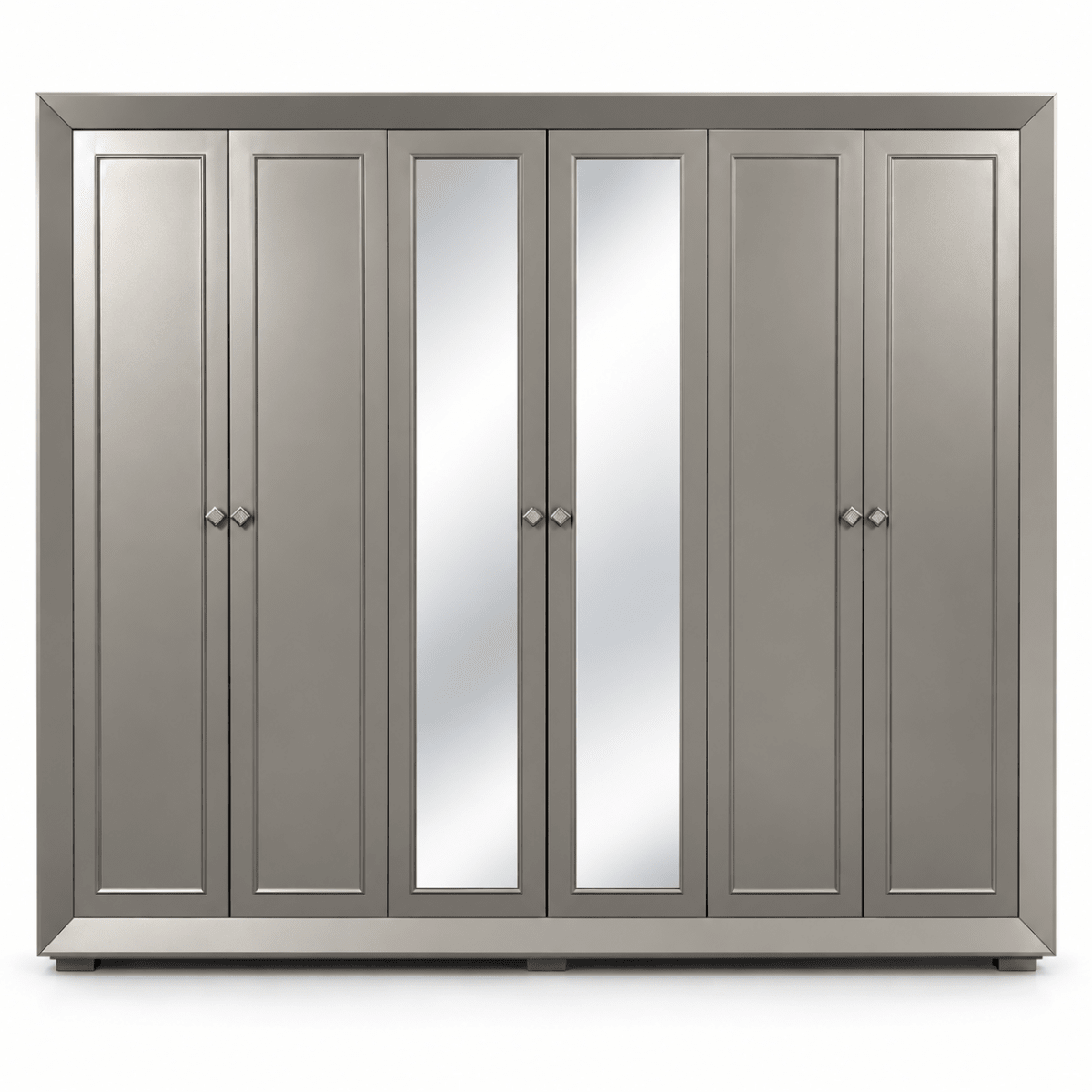 Home Centre Eleanor King Bedroom Set with 6-Door Mirrored Wardrobe & Mattress – Metallic Grey – 180 × 210 cm - Al Thahani Furniture