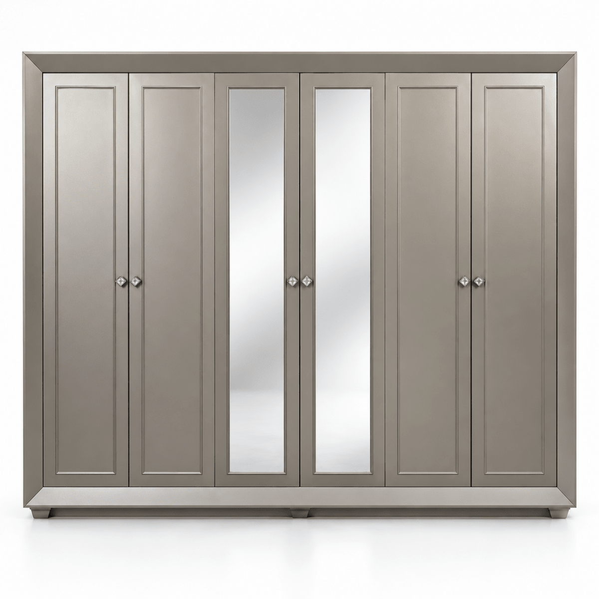 Home Centre Eleanor King Bedroom Set with 6-Door Mirrored Wardrobe & Mattress – Metallic Grey – 180 × 210 cm - Al Thahani Furniture