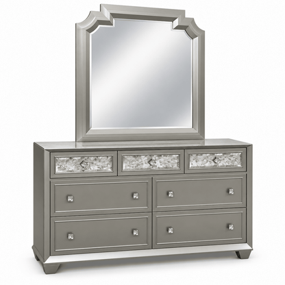 Home Centre Eleanor King Bedroom Set with 6-Door Mirrored Wardrobe & Mattress – Metallic Grey – 180 × 210 cm - Al Thahani Furniture