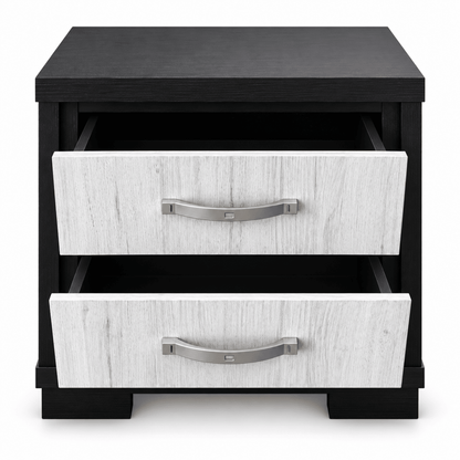 Home Centre Elements King Bed with 2 Drawer Storage – 180 × 200 cm – Black & Natural - Al Thahani Furniture