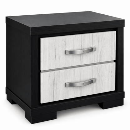 Home Centre Elements King Bed with 2 Drawer Storage – 180 × 200 cm – Black & Natural - Al Thahani Furniture