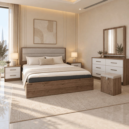 Home Centre Etna 6-Piece King Bedroom Set – Oak & White – 180 × 200 cm - Al Thahani Furniture