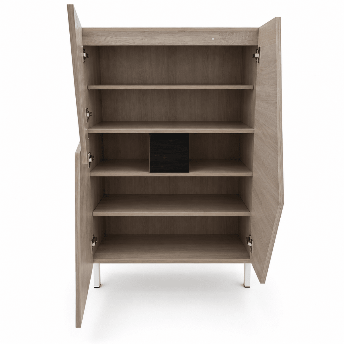 Home Centre Frey 15-Pair Shoe Cabinet with 3 Geometric Doors – Grey Oak – 78 × 40 × 119.6 cm - Al Thahani Furniture