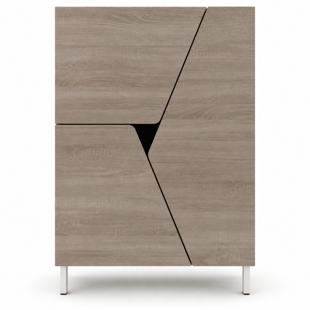 Home Centre Frey 15-Pair Shoe Cabinet with 3 Geometric Doors – Grey Oak – 78 × 40 × 119.6 cm - Al Thahani Furniture