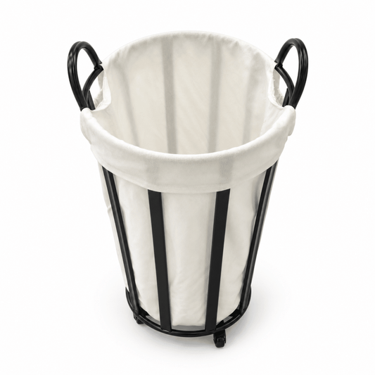 Home Centre Gradient Round Laundry Hamper with Removable Fabric Liner – Black & White – 44 × 44 × 56 cm - Al Thahani Furniture