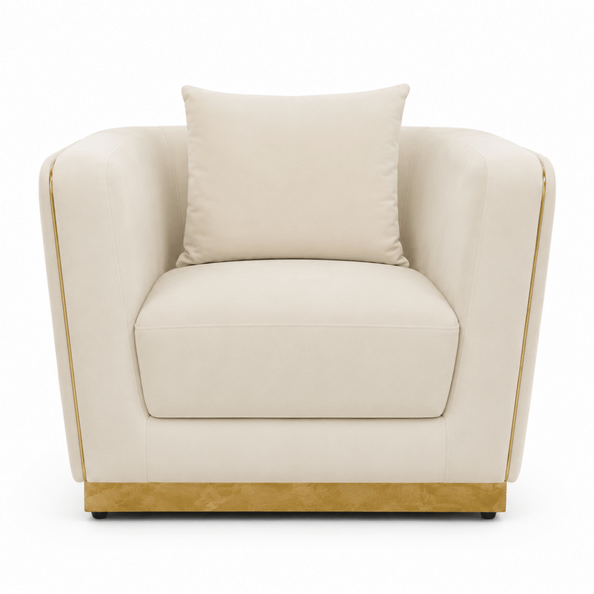 Home Centre Griffin Velvet Armchair – Beige – 100 × 86 × 69 cm - Al Thahani Furniture