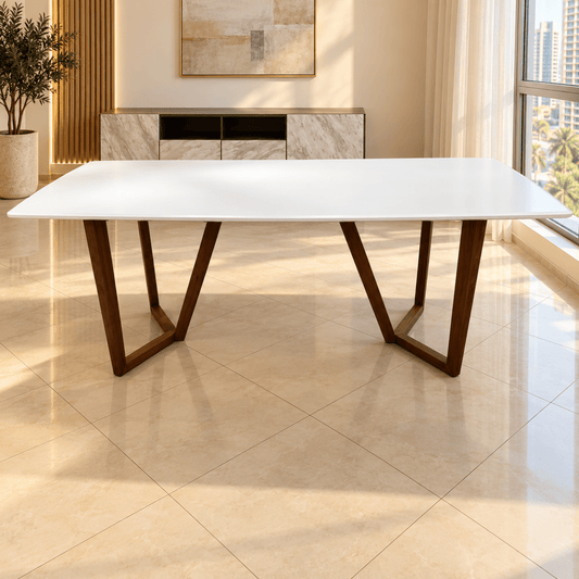Home Centre Hadley 6-Seater Dining Table – 180 × 90 cm – White & Walnut - Al Thahani Furniture