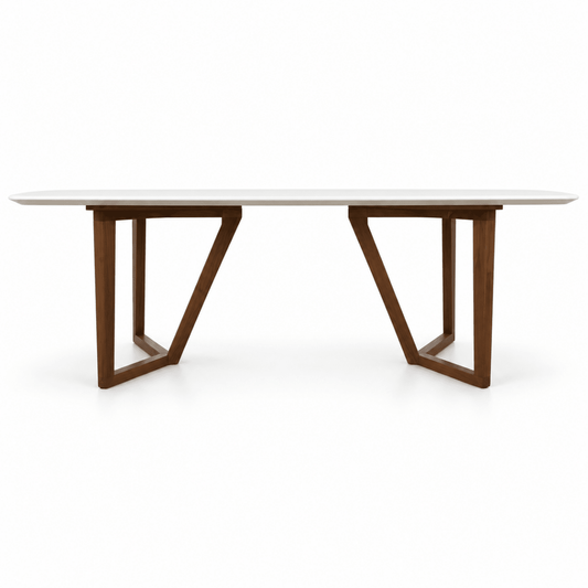 Home Centre Hadley 6-Seater Dining Table – 180 × 90 cm – White & Walnut - Al Thahani Furniture