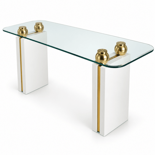 Home Centre Hikayat Console Table with Mirror – White/Gold – 140 × 45 × 76 cm - Al Thahani Furniture