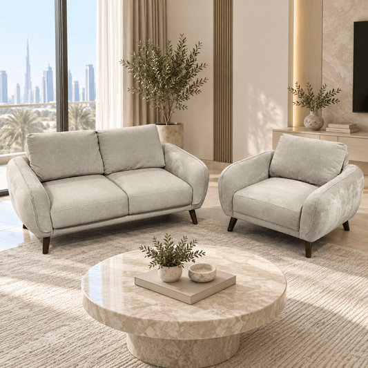 Home Centre Ingrid 2+1 Seater Fabric Sofa Set – Beige - Al Thahani Furniture
