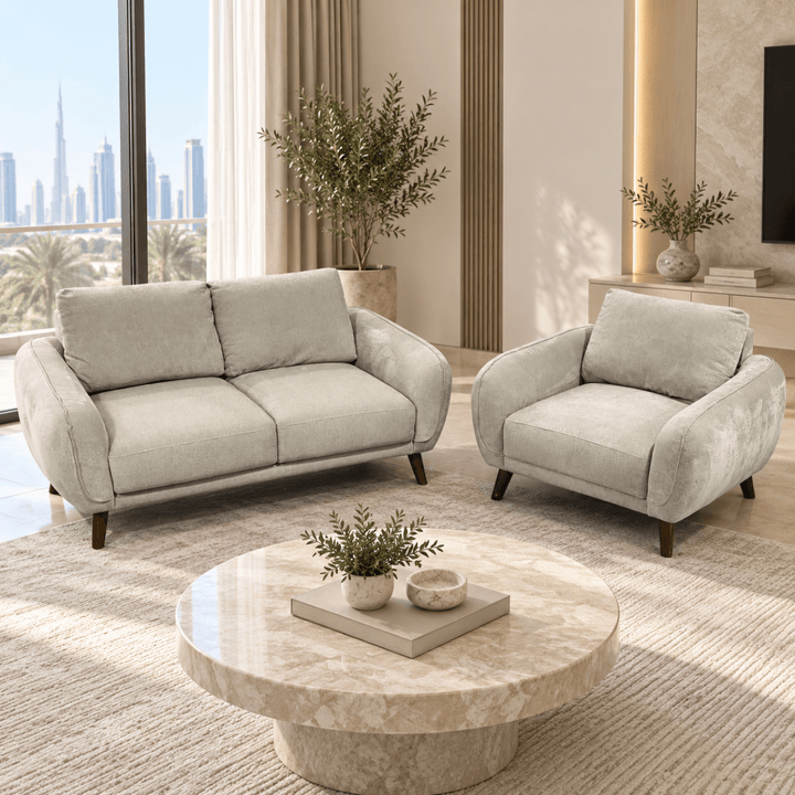 Home Centre Ingrid 2+1 Seater Fabric Sofa Set – Beige