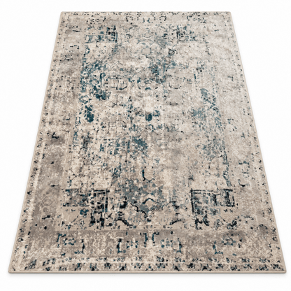 Home Centre Ivory, Beige & Teal Blue Distressed Abstract Area Rug – 160 × 235 cm - Al Thahani Furniture