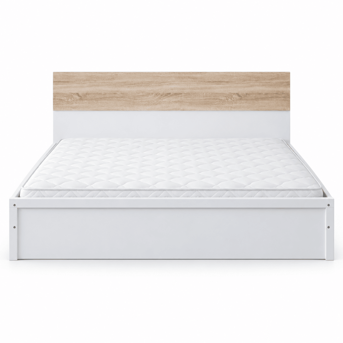 Home Centre King Bed Frame with Mattress – White & Natural Oak – 180 × 200 cm - Al Thahani Furniture