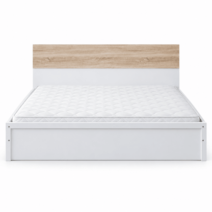 Home Centre King Bed Frame with Mattress – White & Natural Oak – 180 × 200 cm - Al Thahani Furniture