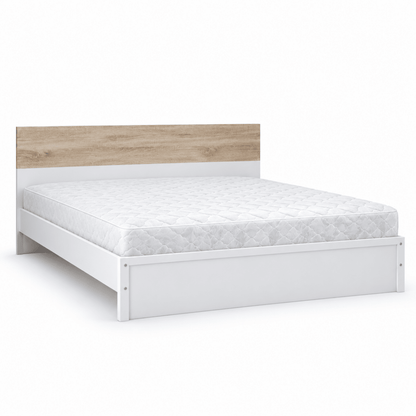 Home Centre King Bed Frame with Mattress – White & Natural Oak – 180 × 200 cm - Al Thahani Furniture