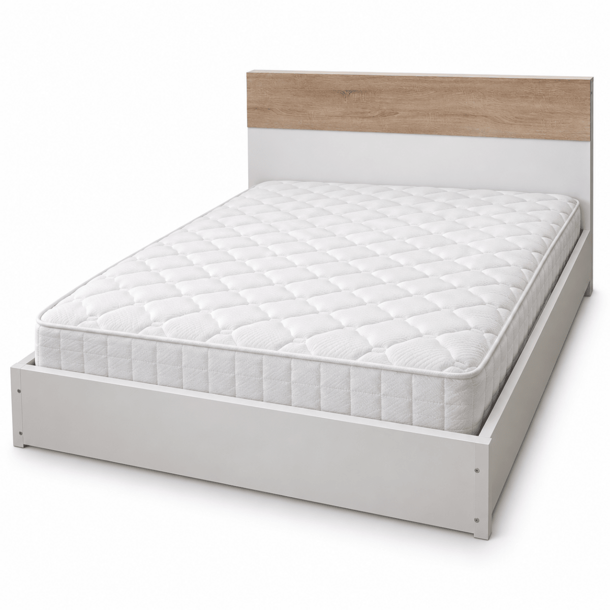 Home Centre King Bed Frame with Mattress – White & Natural Oak – 180 × 200 cm - Al Thahani Furniture