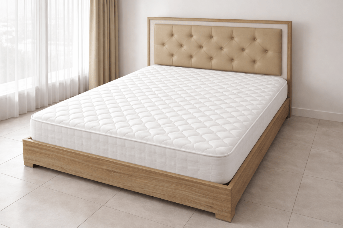 Home Centre King Bed & Mattress Set – Modern Wood Frame – 180x210 cm - althahanifurniture