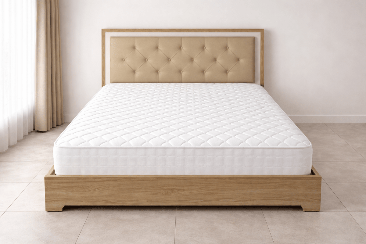 Home Centre King Bed & Mattress Set – Modern Wood Frame – 180x210 cm - althahanifurniture