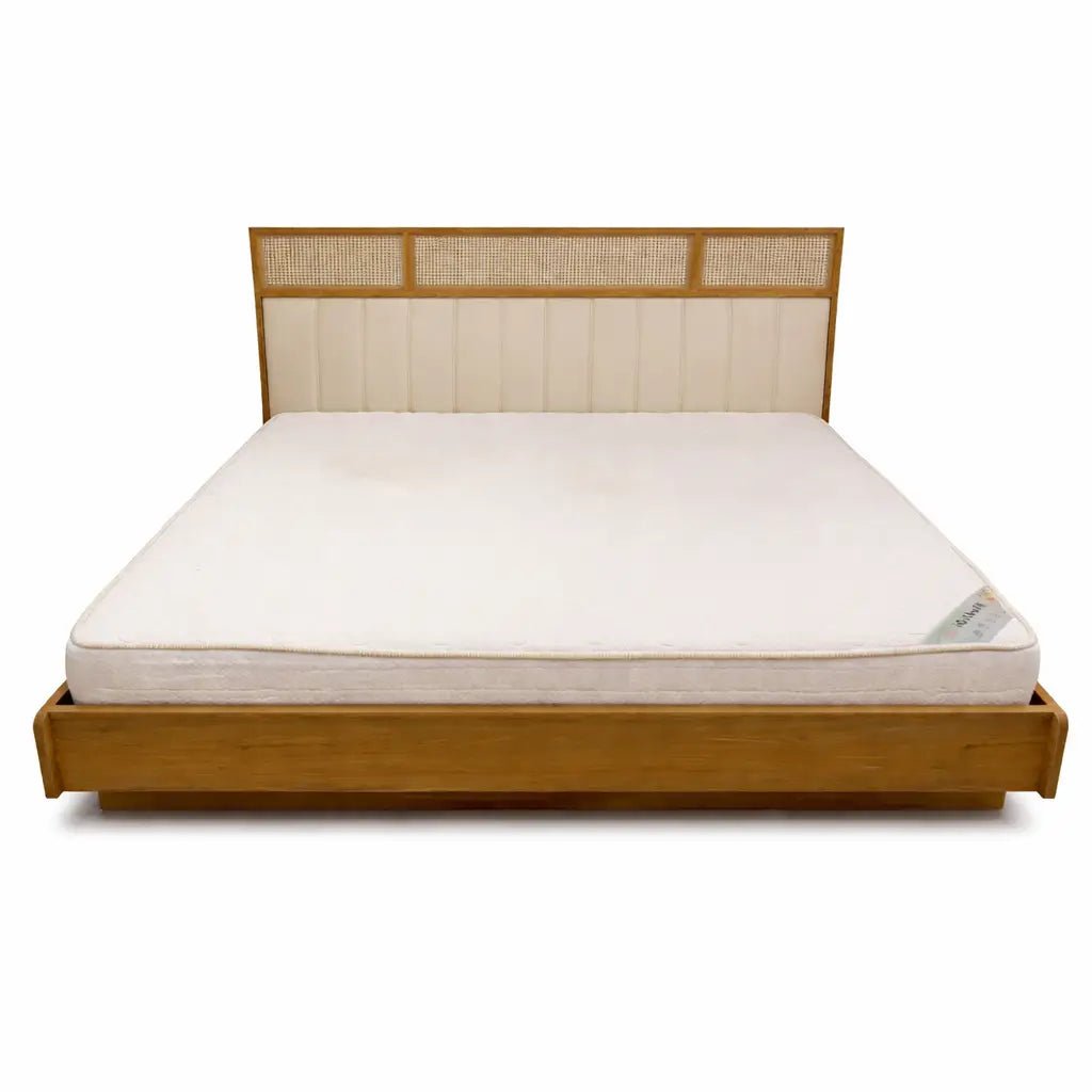 Home Centre King Bed & Mattress Set – Upholstered Headboard & Wood Base – 180x200 cm - althahanifurniture