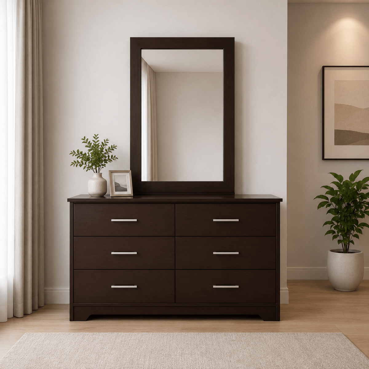 Home Centre King Bed Set with Wingback Upholstered Headboard | Espresso/Wenge, 180x200 cm- used 1 Year - Al Thahani Furniture