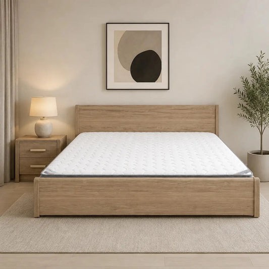 Home Centre King Bed with Mattress & 2-Drawer Side Table | 180x200 cm - used 7 months - Al Thahani Furniture