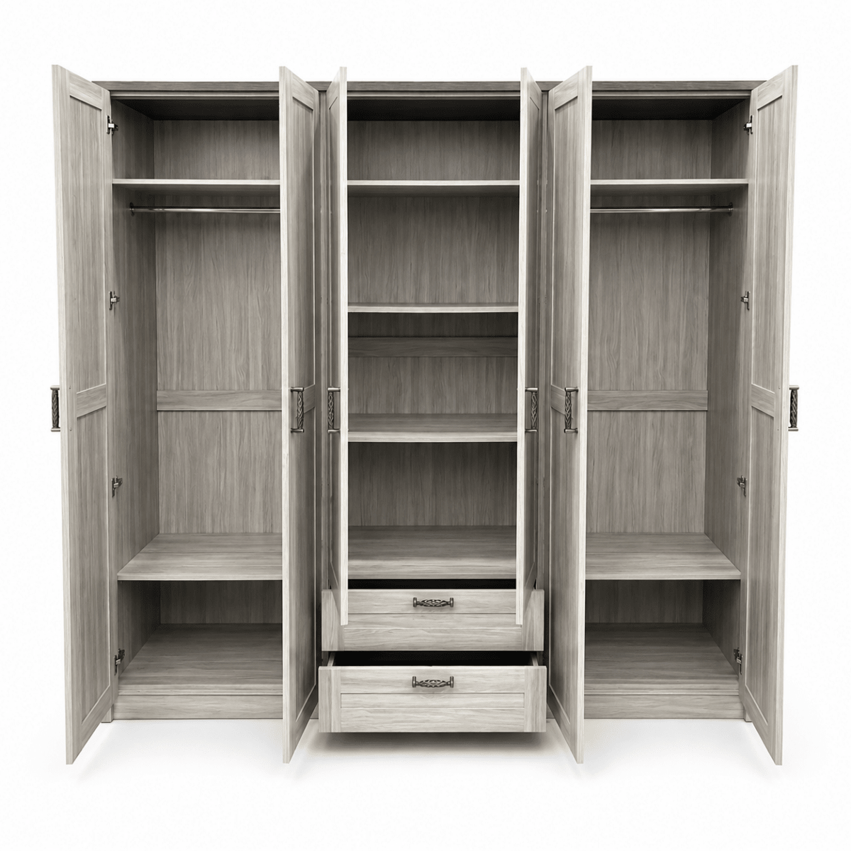 Home Centre King Bedroom Set with Mattress & 6-Door Mirrored Wardrobe | 180 × 200 cm - Al Thahani Furniture