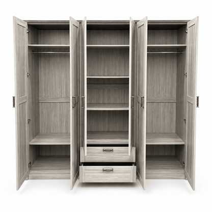 Home Centre King Bedroom Set with Mattress & 6-Door Mirrored Wardrobe | 180 × 200 cm - Al Thahani Furniture