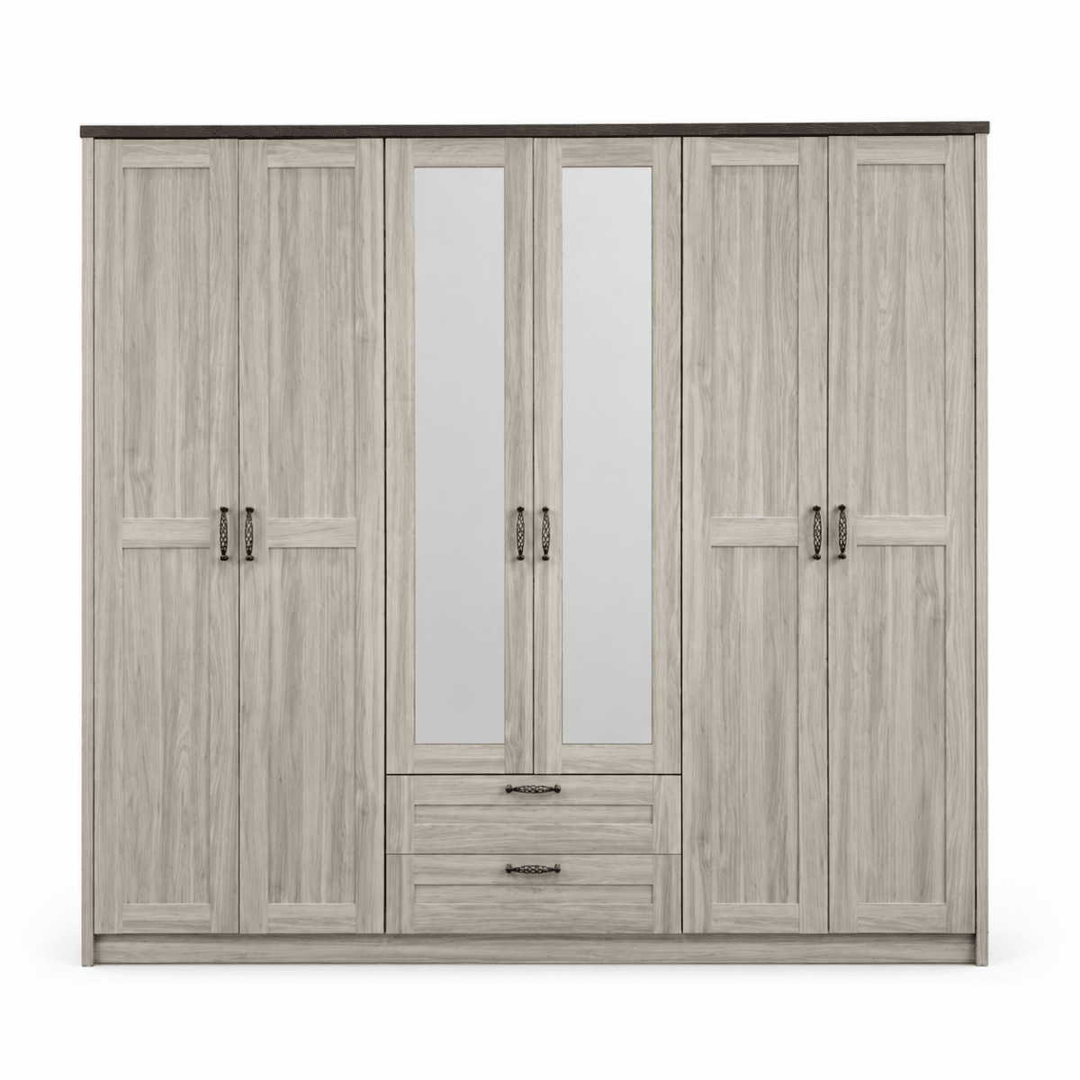 Home Centre King Bedroom Set with Mattress & 6-Door Mirrored Wardrobe | 180 × 200 cm - Al Thahani Furniture
