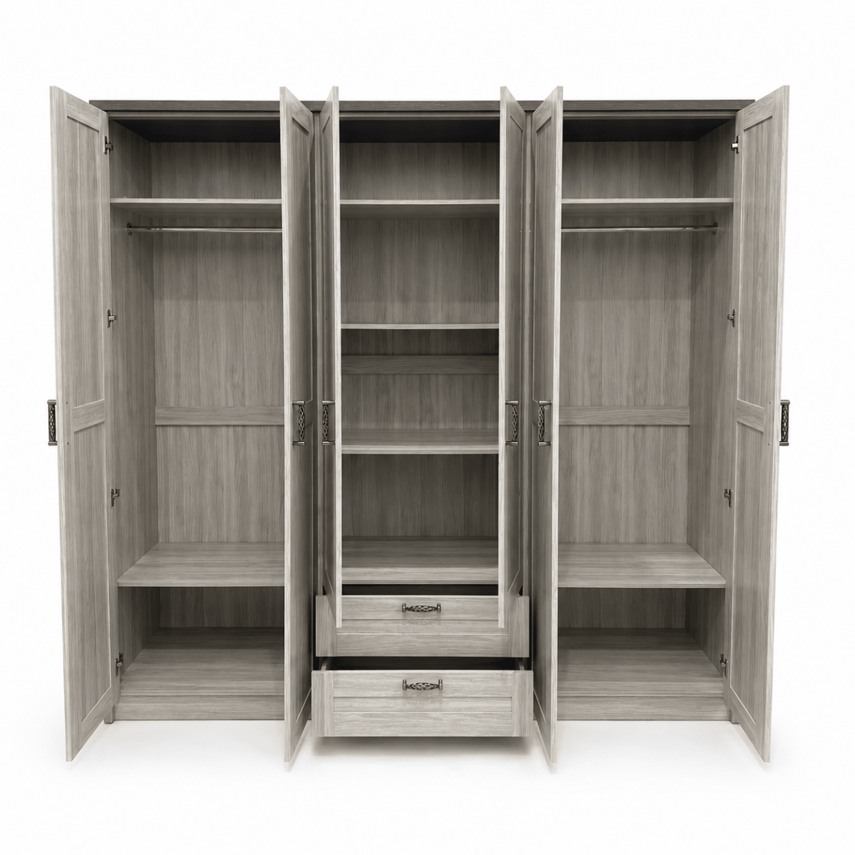 Home Centre King Bedroom Set with Mattress & 6-Door Mirrored Wardrobe | 180 × 200 cm - Al Thahani Furniture
