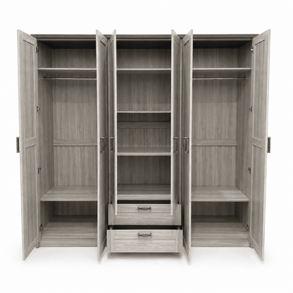 Home Centre King Bedroom Set with Mattress & 6-Door Mirrored Wardrobe | 180 × 200 cm - Al Thahani Furniture