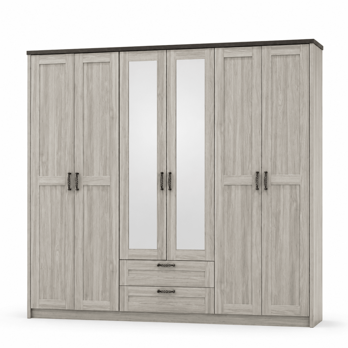 Home Centre King Bedroom Set with Mattress & 6-Door Mirrored Wardrobe | 180 × 200 cm - Al Thahani Furniture