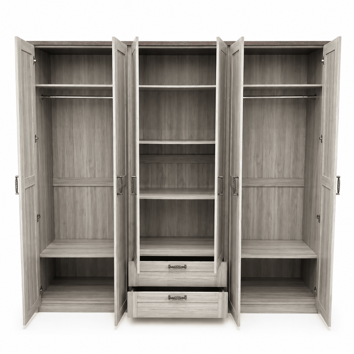 Home Centre King Bedroom Set with Mattress & 6-Door Mirrored Wardrobe | 180 × 200 cm - Al Thahani Furniture