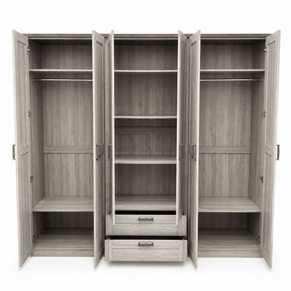 Home Centre King Bedroom Set with Mattress & 6-Door Mirrored Wardrobe | 180 × 200 cm - Al Thahani Furniture