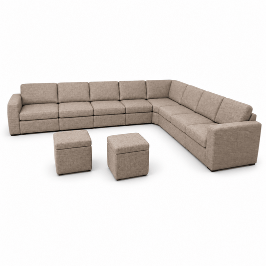 Home Centre Lounge 8-Seater Modular Corner Sofa with 2 Ottomans – Beige - Al Thahani Furniture