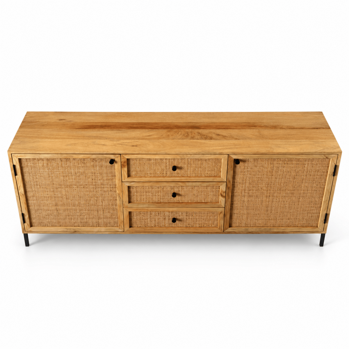 Home Centre Luwin Rattan 2-Door 3-Drawer Sideboard – Natural Wood - Al Thahani Furniture