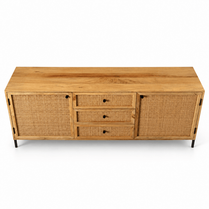 Home Centre Luwin Rattan 2-Door 3-Drawer Sideboard – Natural Wood - Al Thahani Furniture