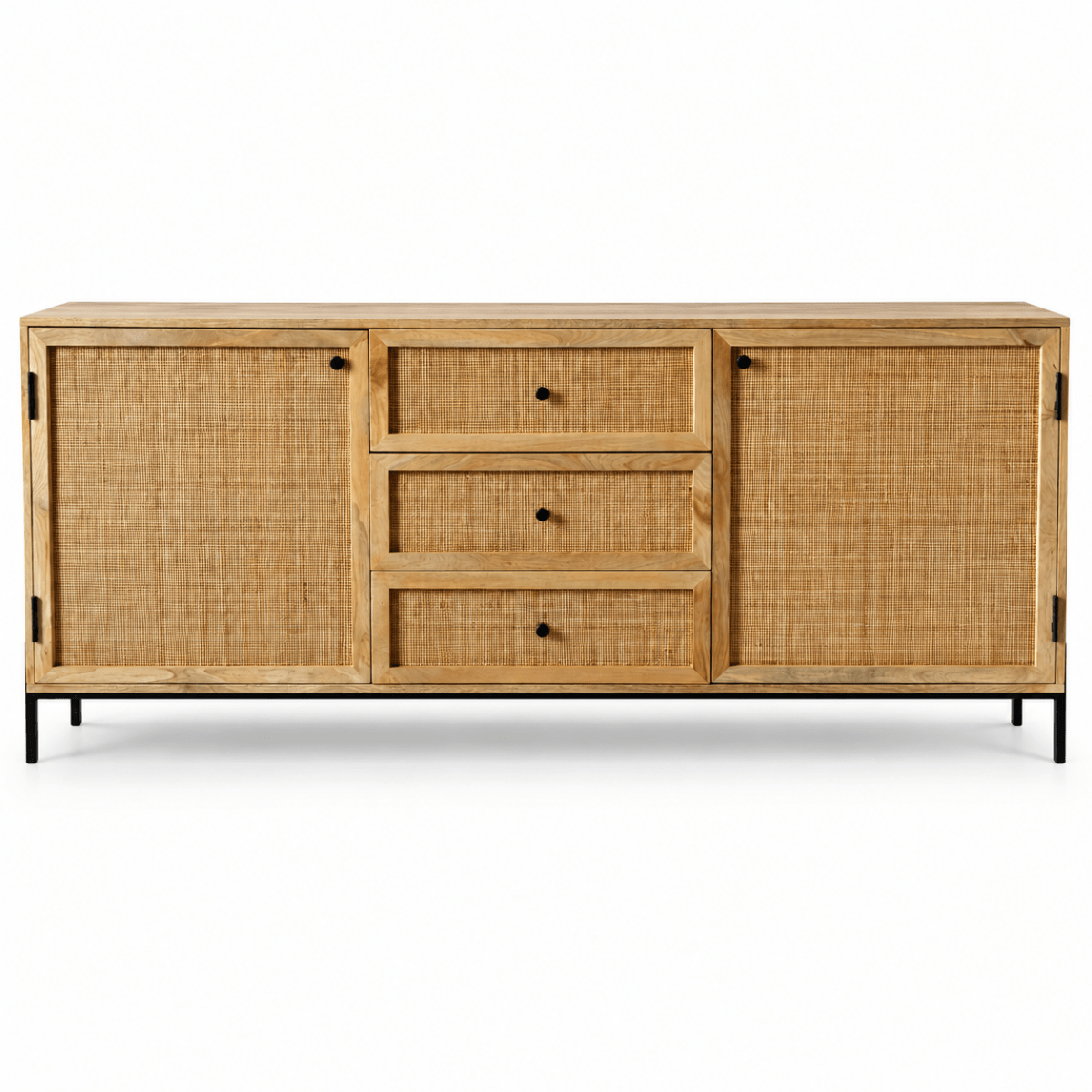 Home Centre Luwin Rattan 2-Door 3-Drawer Sideboard – Natural Wood - Al Thahani Furniture