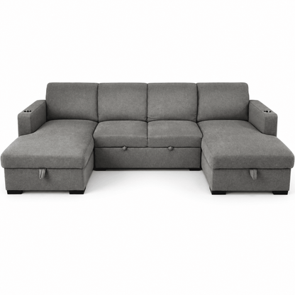 Home Centre Magnolia 4-Seater U-Shaped Corner Sofa Bed with Storage – Brown - Al Thahani Furniture