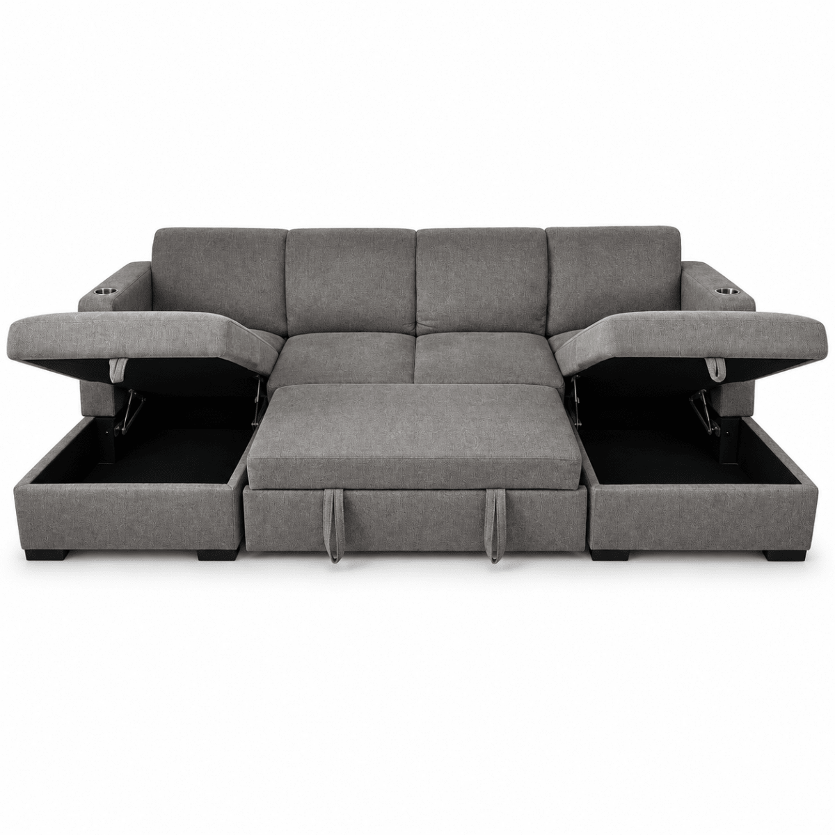 Home Centre Magnolia 4-Seater U-Shaped Corner Sofa Bed with Storage – Brown - Al Thahani Furniture